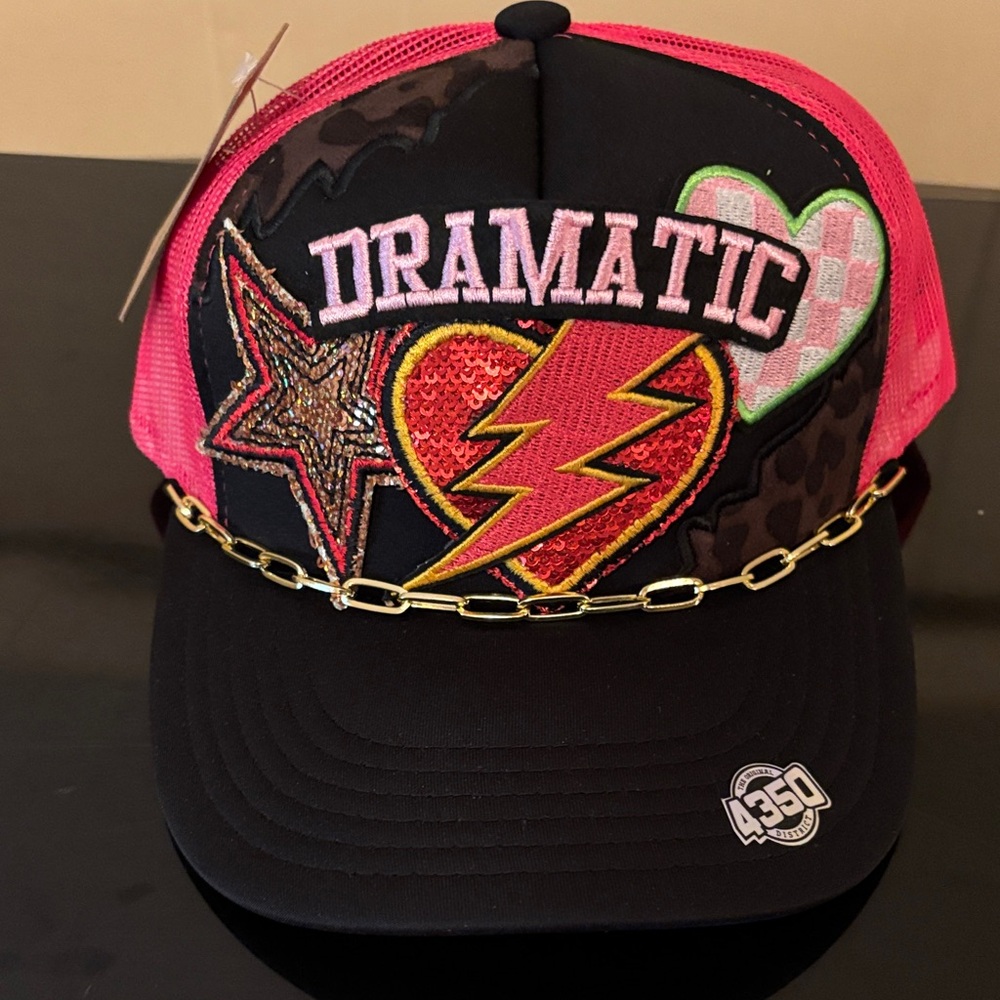 District Vibrant Pink and Black StreetWear Trucker Hat. NWT.